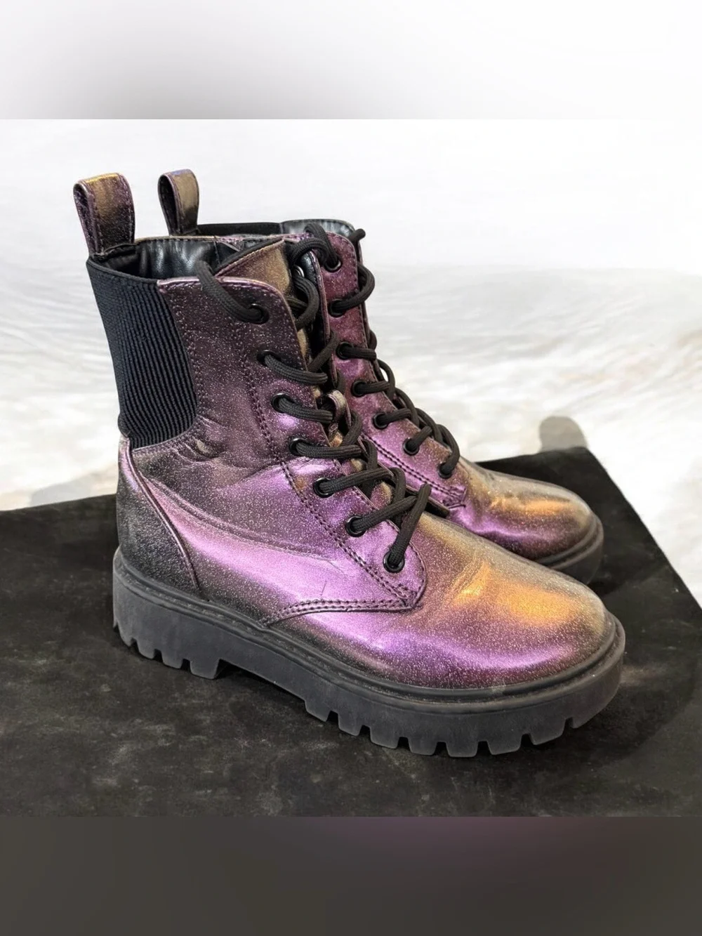 Art Class Rochelle Purple Sparkle Girls Combat Style Boots Size 1